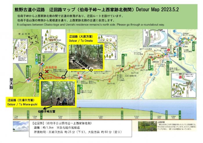 熊野古道小辺路 伯母子峠~上西家跡 迂回路